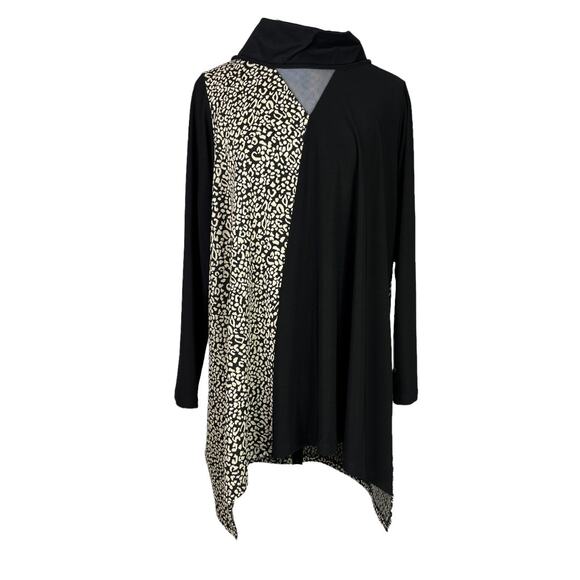Sun Kim Black Colorblock Mock Turtleneck Tunic Womens Size Medium - Picture 1 of 6